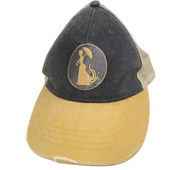 Adams VTG Yellow Black 1920s Woman Umbrella Embroidered Snapback Trucker Cap - Picture 1 of 7